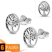 6pairs, Celtic Tree of Life Silver Stud Earrings, ep320